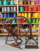 Image Used Antique Saxony Wheel Fully Refurbished with Kate and Distaff